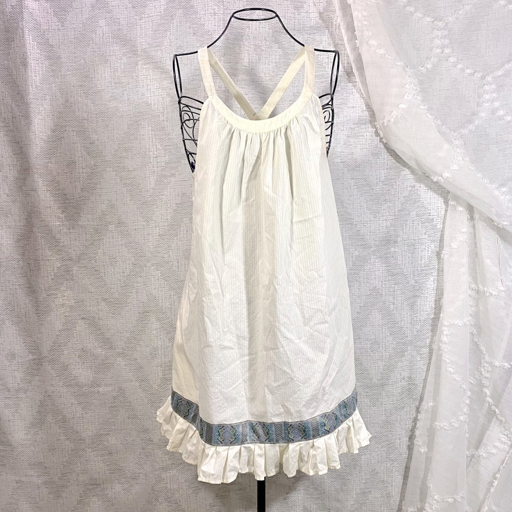Free People white cross back dress with ruffle hem size S